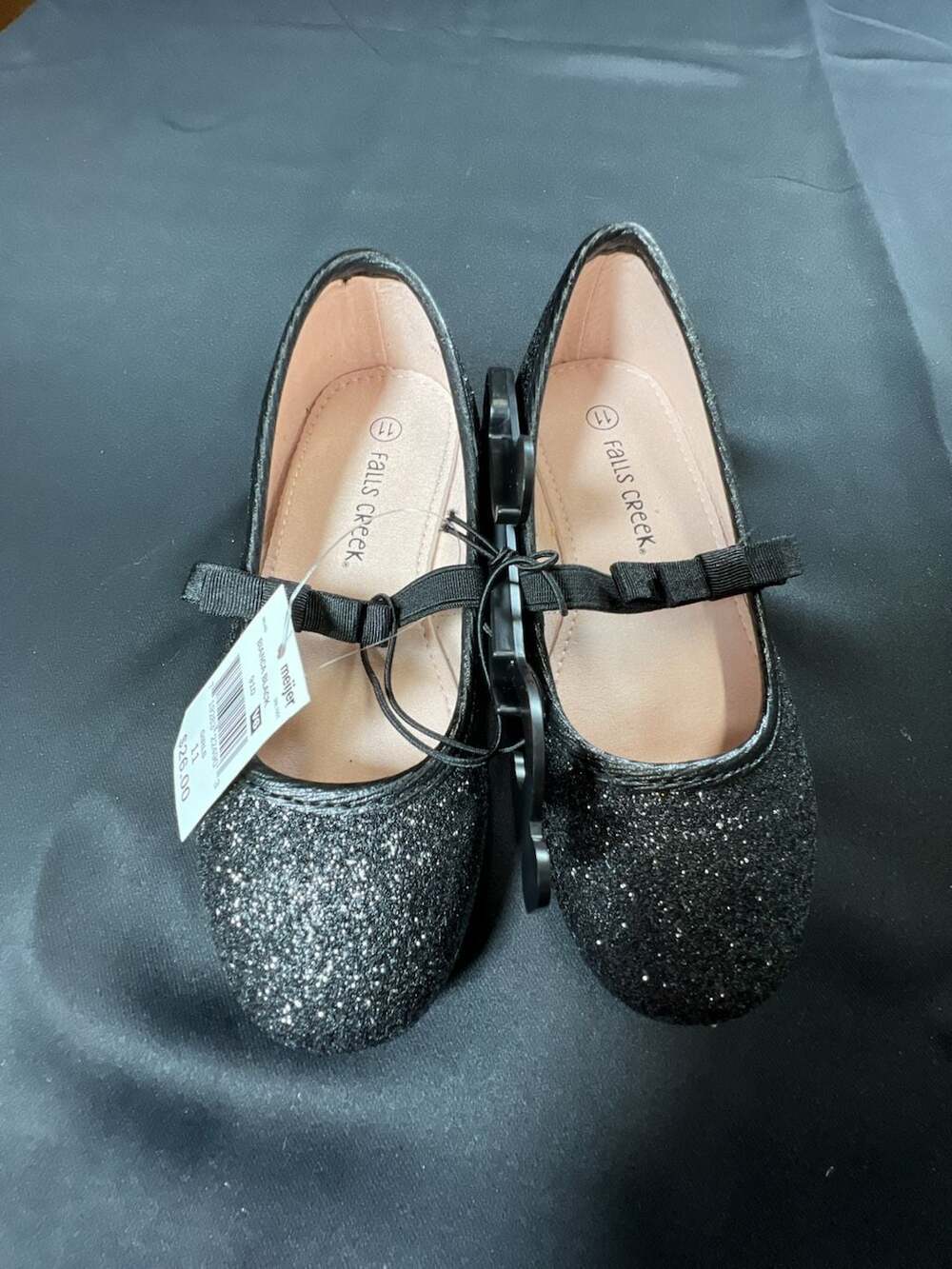 Falls Creek Girls Bianca Black Glitter Ballet Flats Size 11